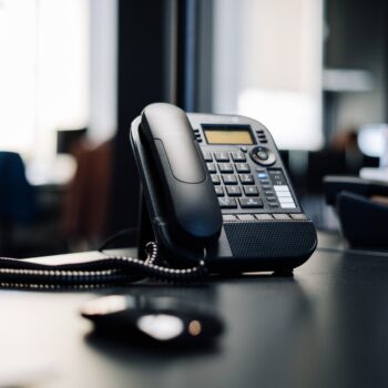VoIP phones on a desk